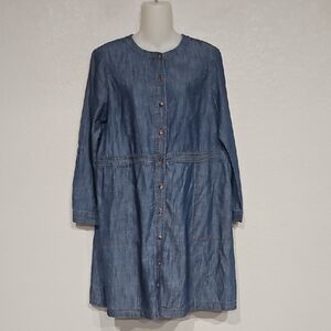 J. Jill | Women's Glendalew Lightweight Denim-Blue Button Front Midi Dress MP